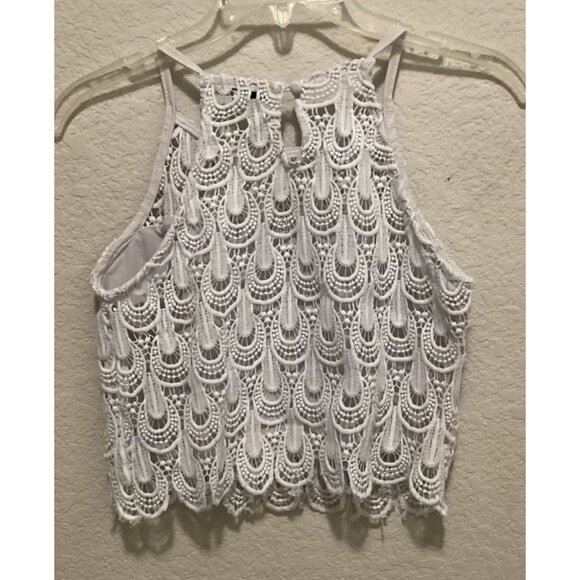 Papaya White Lace Crop Top With Intricate Pattern For Women Size s - Picture 3 of 5